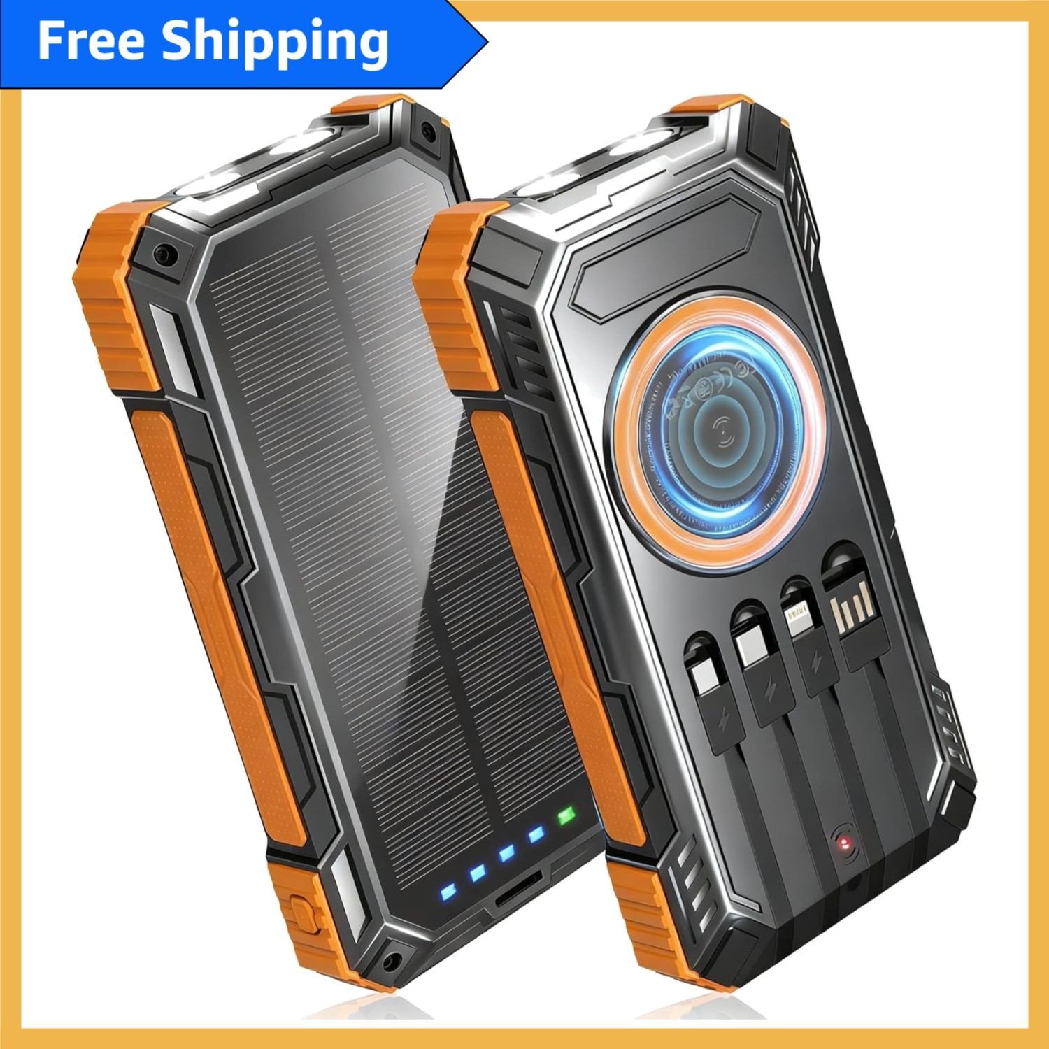 Versatile Wireless and Wired 49800mAh Solar Power Bank – Perfect for Adventures