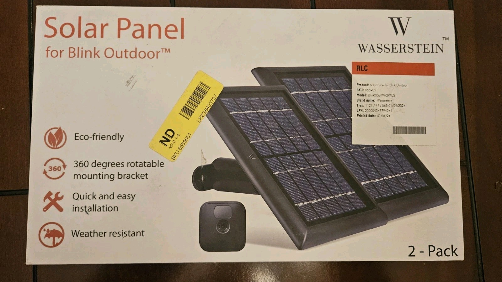 Wasserstein Solar Panels for Blink Outdoor Camera 2-Pack In Box
