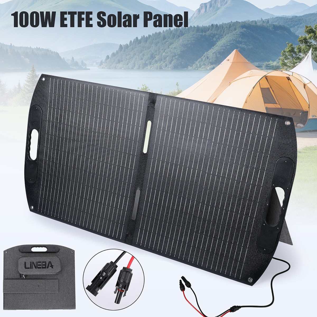 100W Foldable Off Grid Solar Panel with Kickstand For Car Battery/RV/Garden/Home