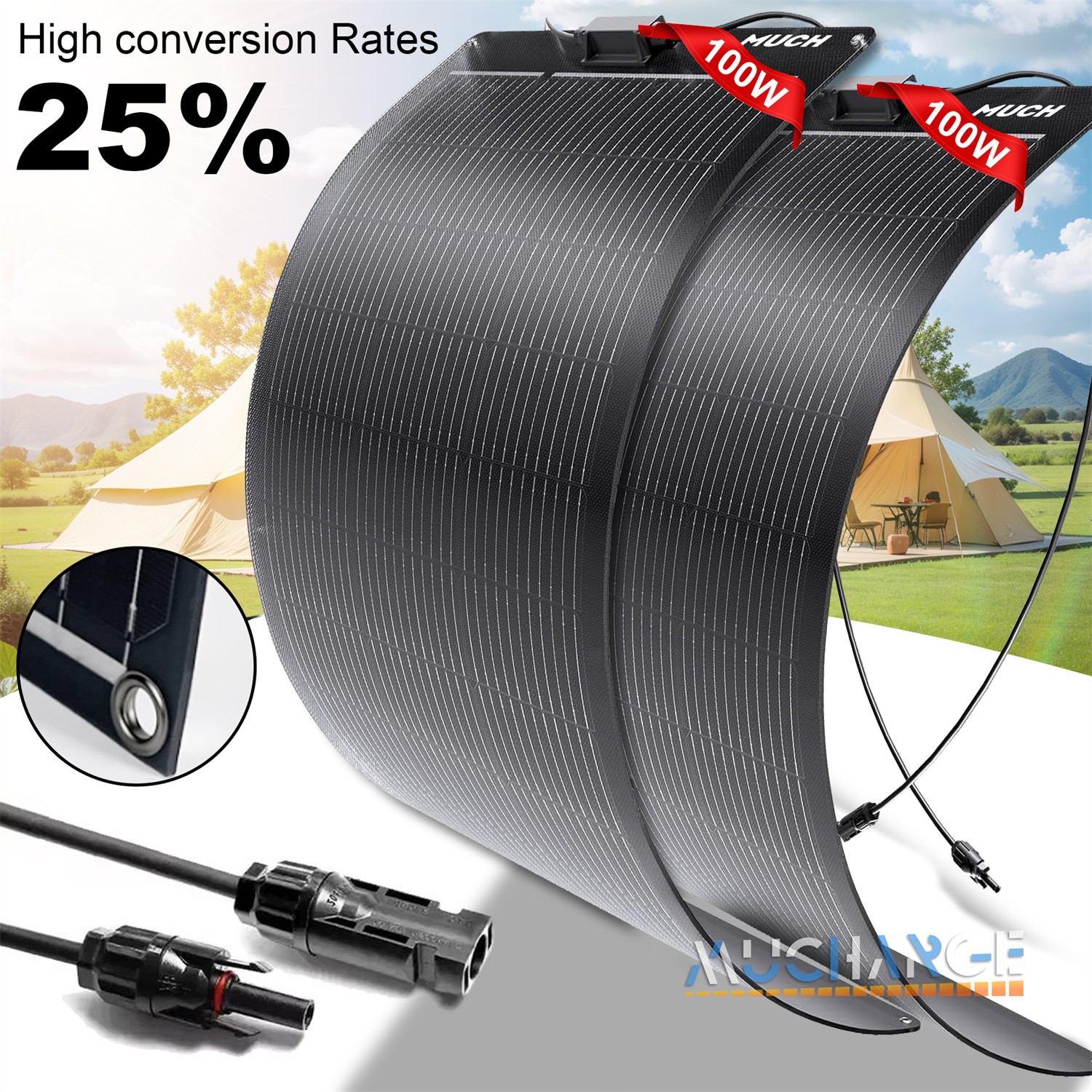 200/100W Mono Solar Panel Off-Grid 25% High Efficiency for RV/Boat/Cabin/Battery