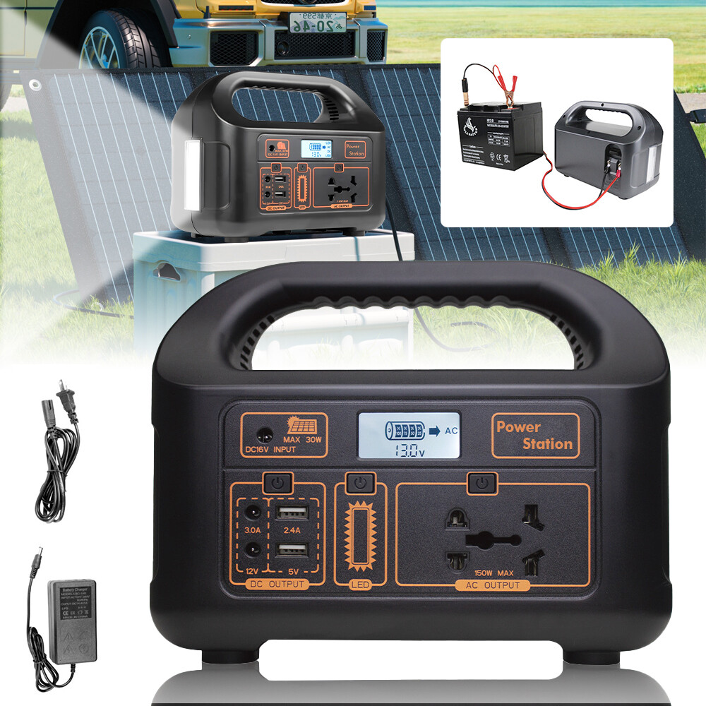 150W Power Station 144Wh Solar Generator External Battery Charger USB AC Outdoor