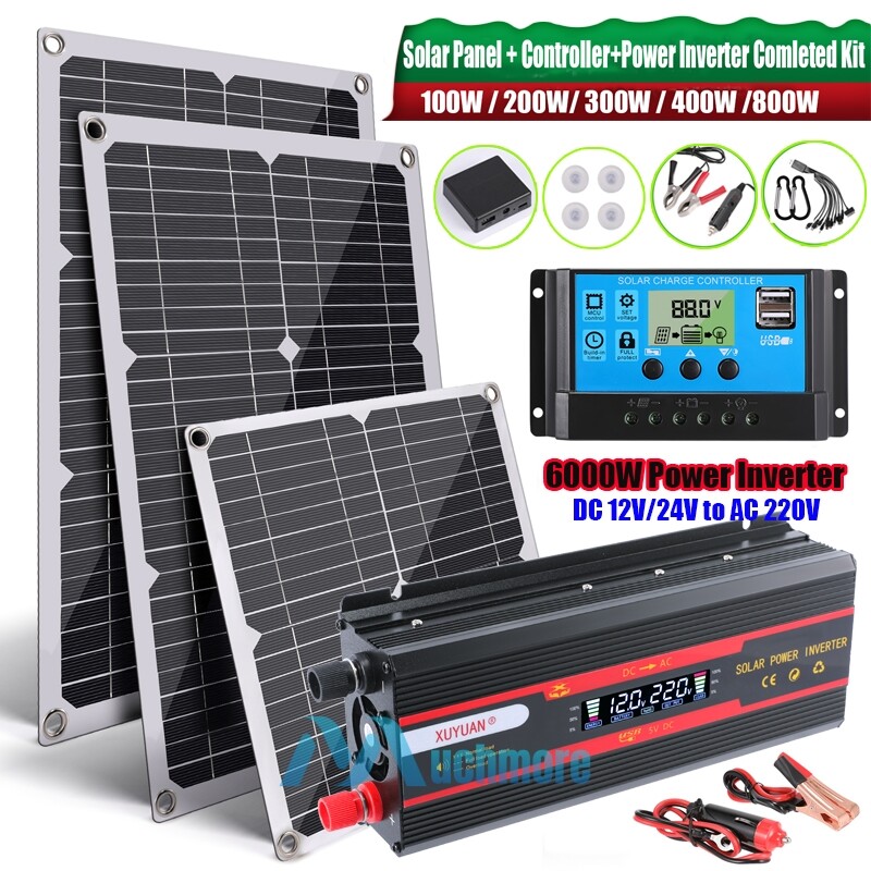 6000W Solar Panel Kit with Battery & Inverter 220V Off Grid for Home RV Camping