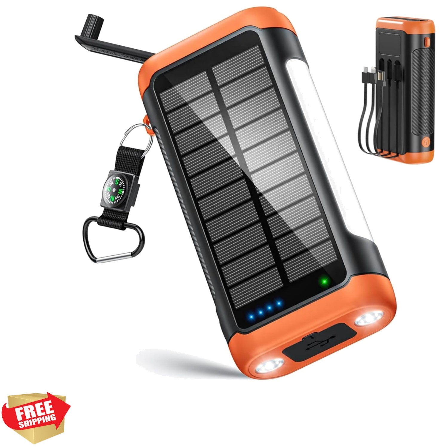 All-in-One 66800mAh Solar Power Bank – Fast Charging, Flashlight, Hand Crank