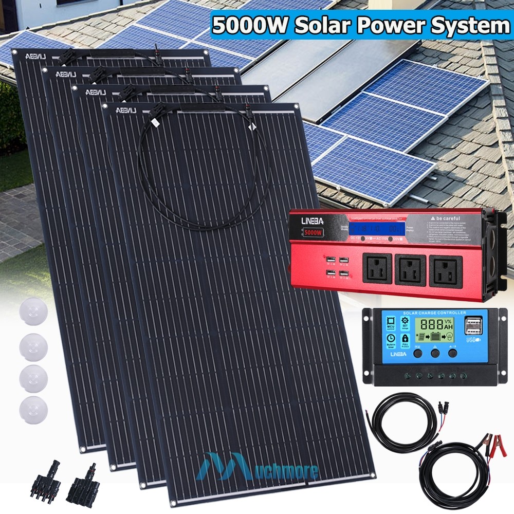 200W 400W Watt Solar Panel Kit 5000W Solar System for Home Solar Power Inverter
