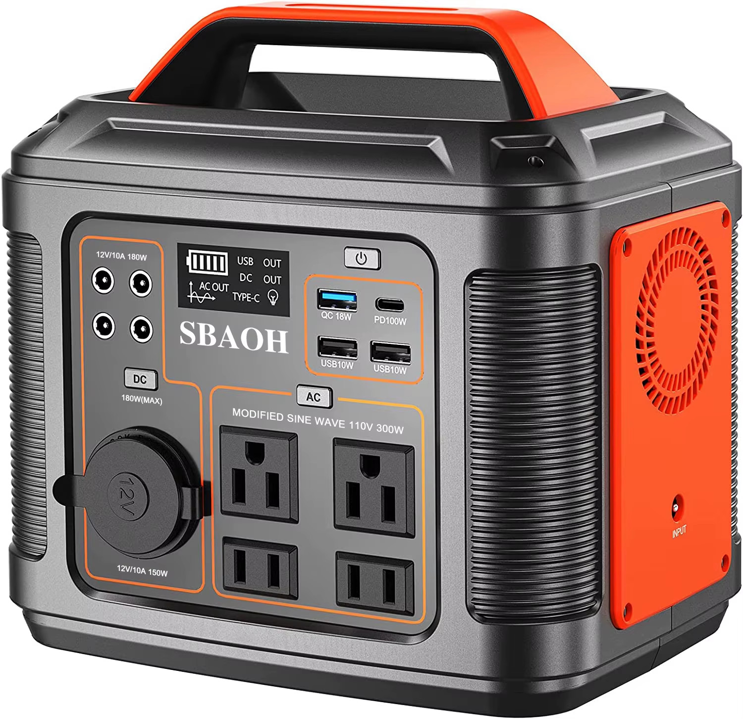 Portable Power Station, 300W 296Wh Solar Generator Quick Charge / 110V AC Outlet