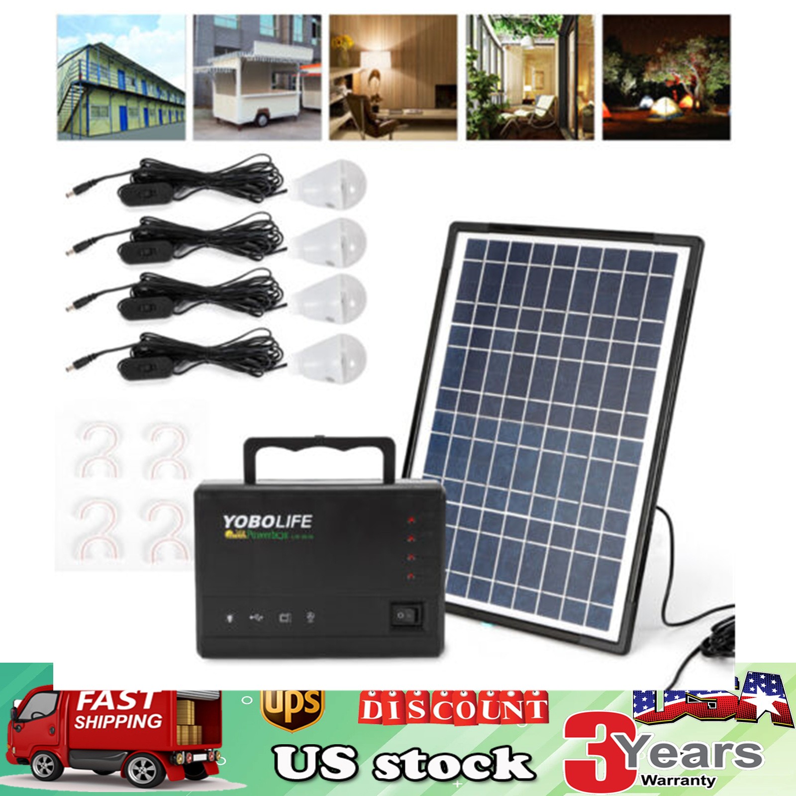 Full Complete Home Off-Grid Solar System Solar Panel + Power Station Generator
