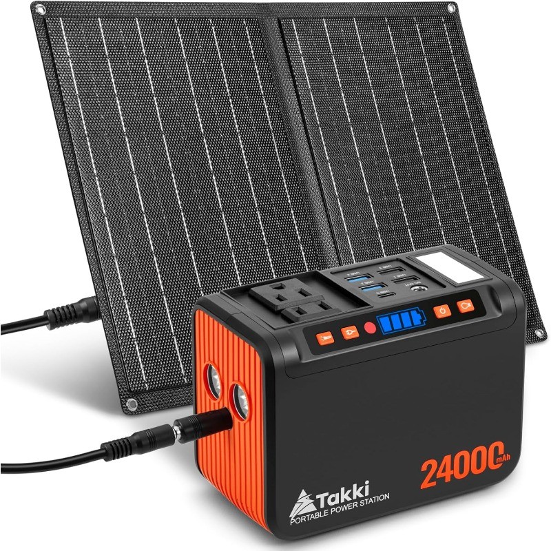 120W Peak Solar Generator Portable Power Station with 21W Panels, 88Wh Solar