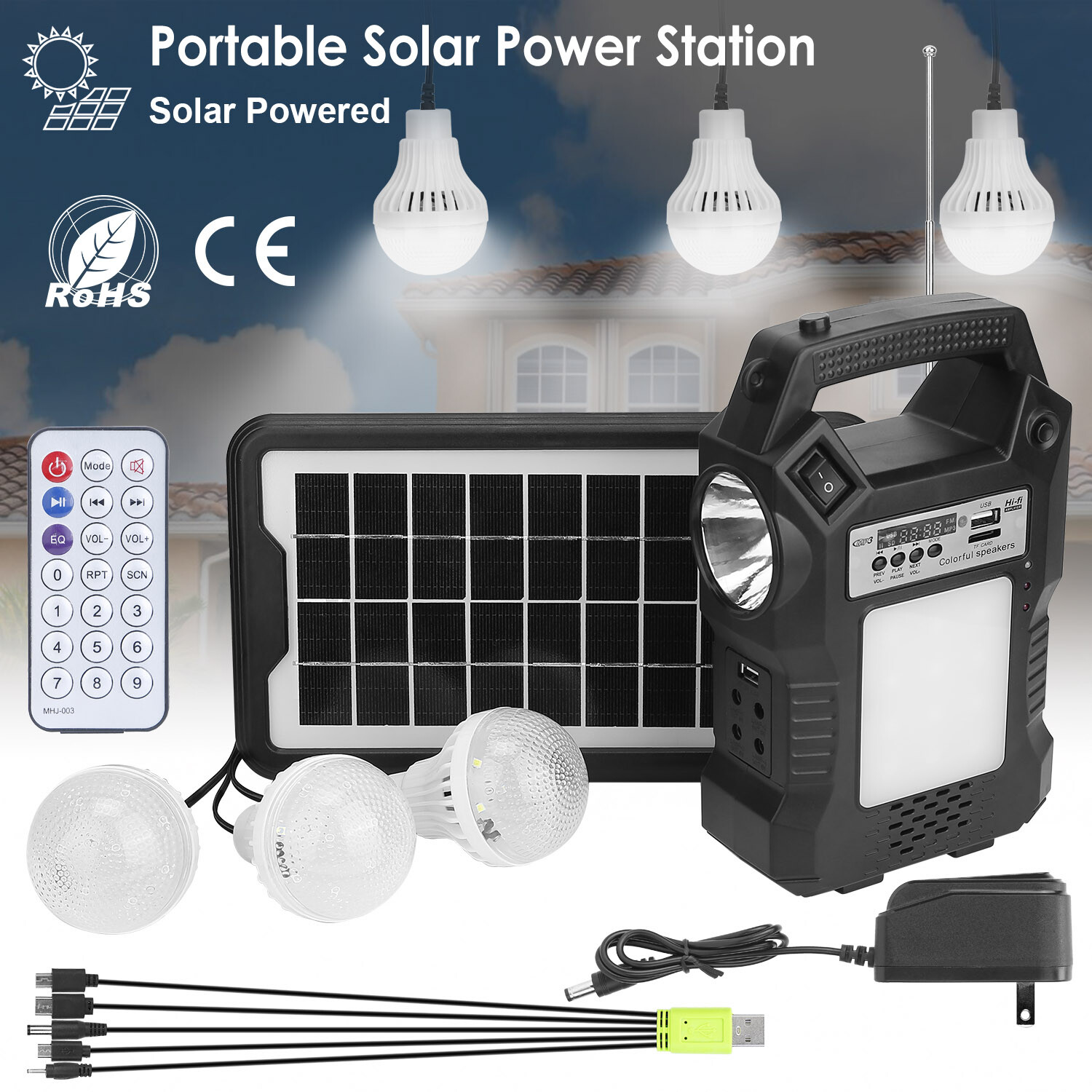 Solar Power Station Generator Panel Power Bank Outlet Camping Emergency Portable