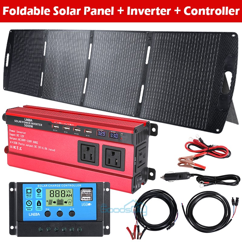 100W 200W Foldable Off Grid Solar Panel with Inverter & Controller RV Camping