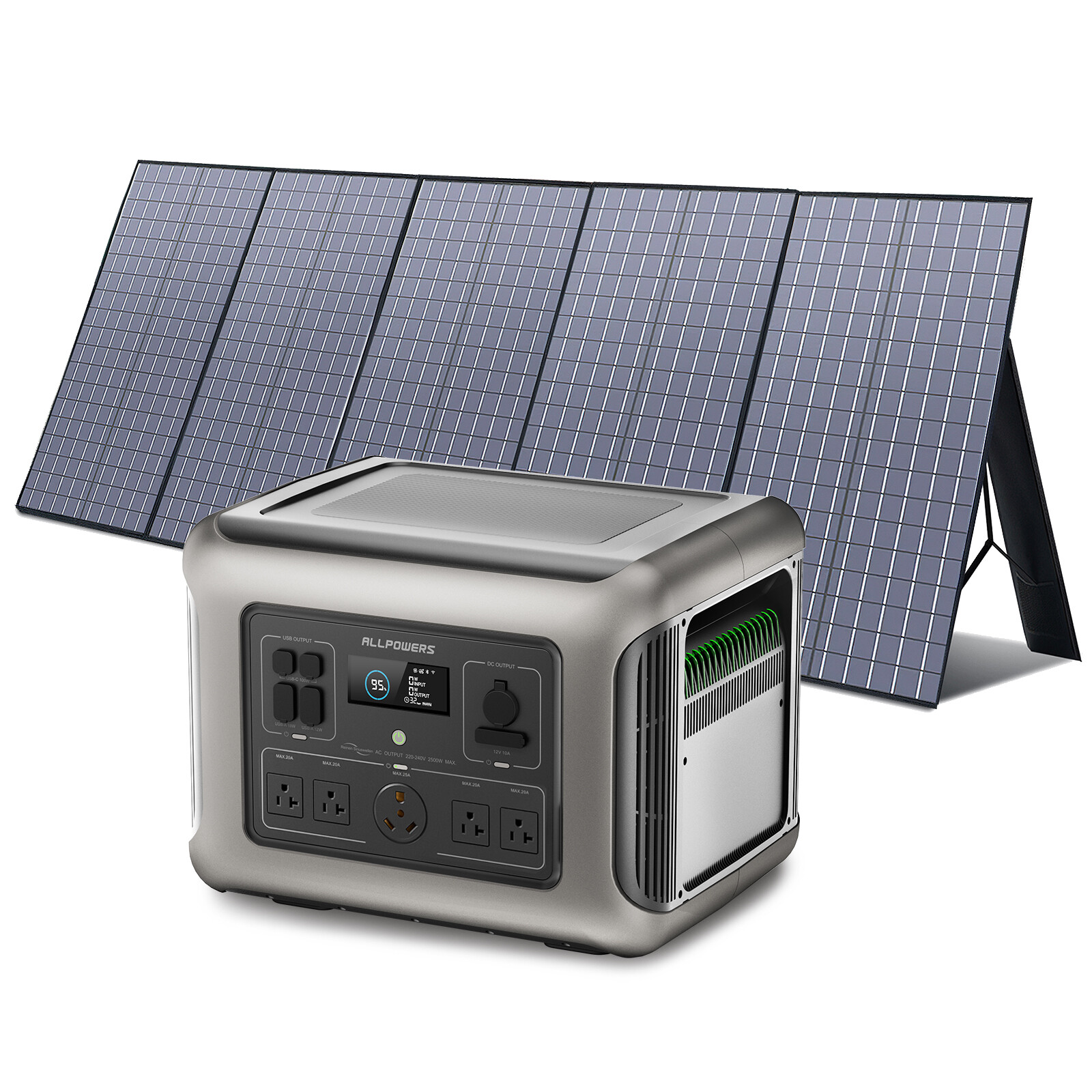 ALLPOWERS 2500W R2500 LiFePO4 Solar Generator Power Station + 400W Solar Panel
