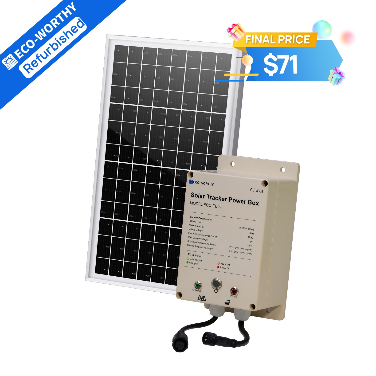 ECO-WORTHY Power Box for Solar Tracker System IP65 Waterproof for Garden Outdoor
