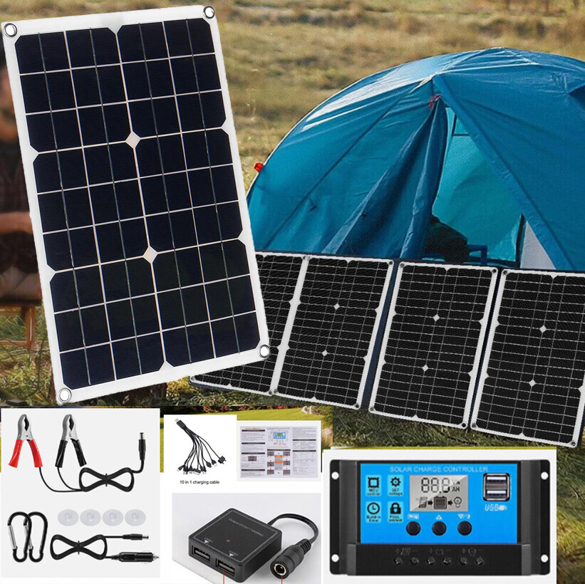 30 Watt Solar Panel Kit 12V Charging Off-Grid Battery Power RV Home Boat Camp