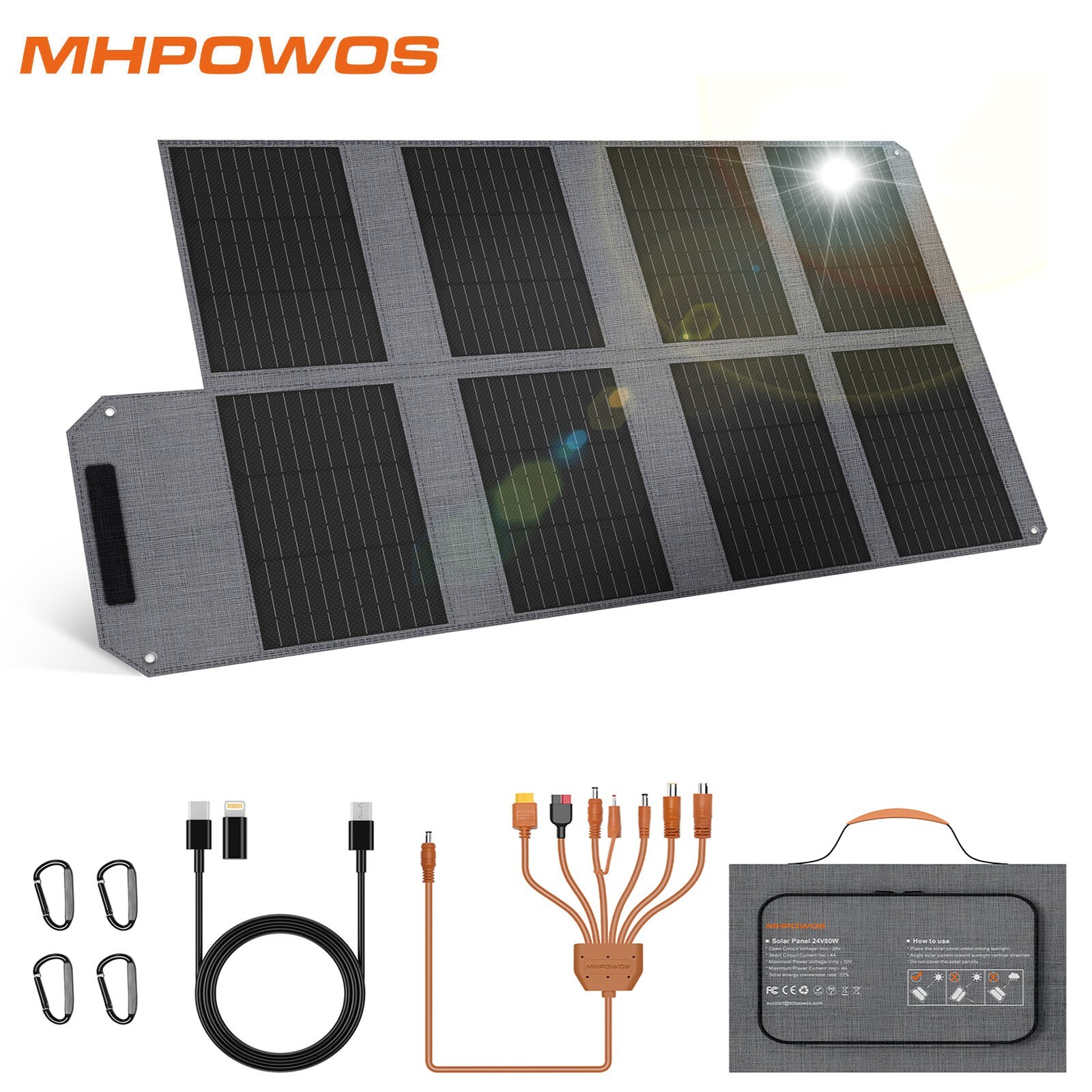 40W 80W Foldable Solar Panel USB Solar Panels for Phone Charger Power Bank iPad