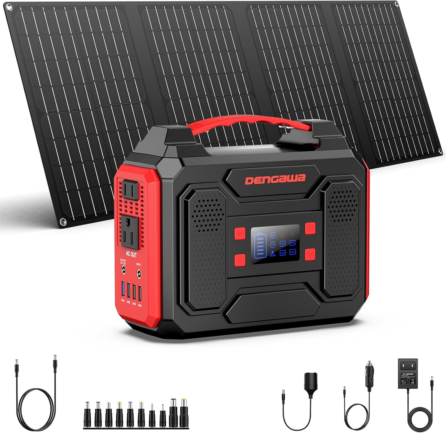 Solar Generator 300W Portable Power Station with 40W Foldable Solar Panel NEW US