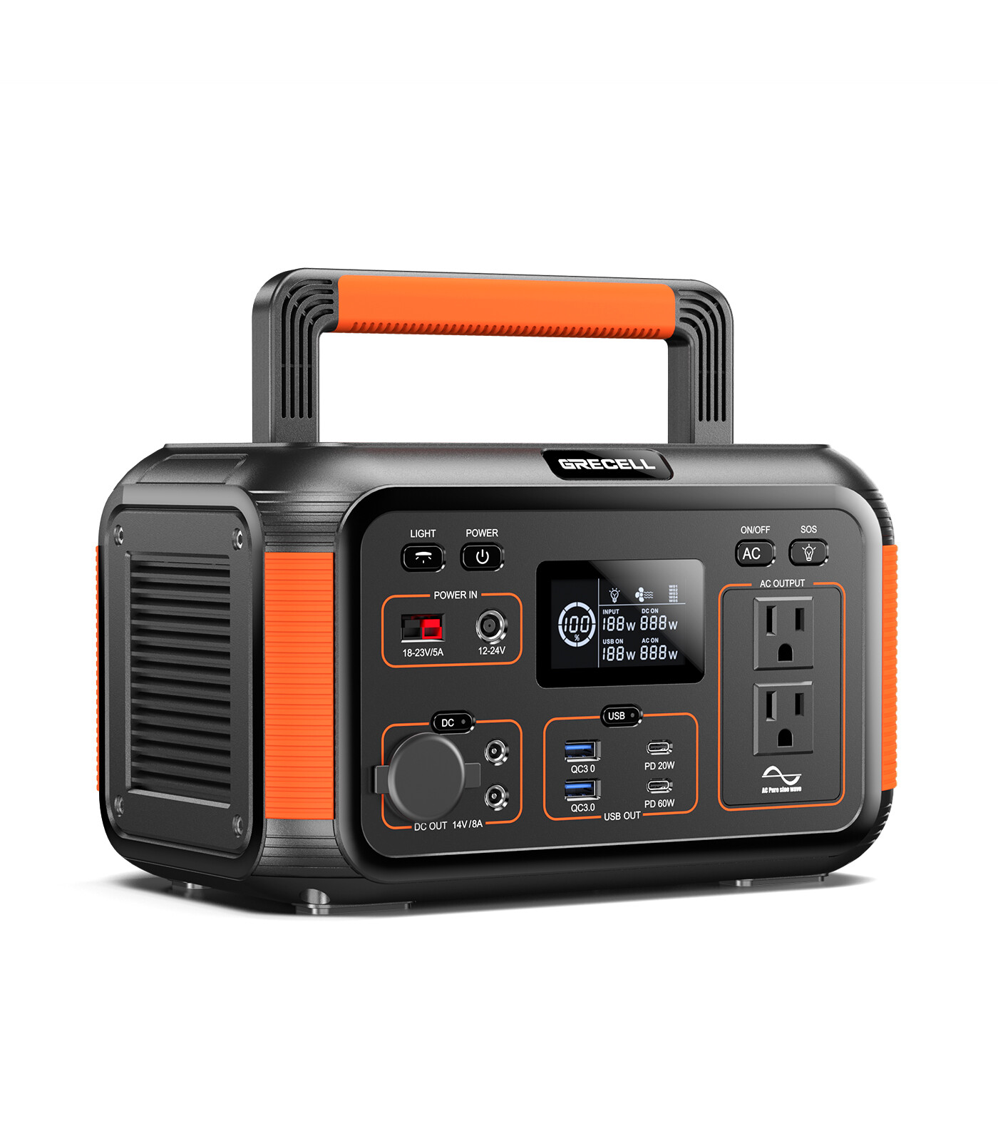 Portable Solar Generator 444Wh 500W Power Station for Barbecue