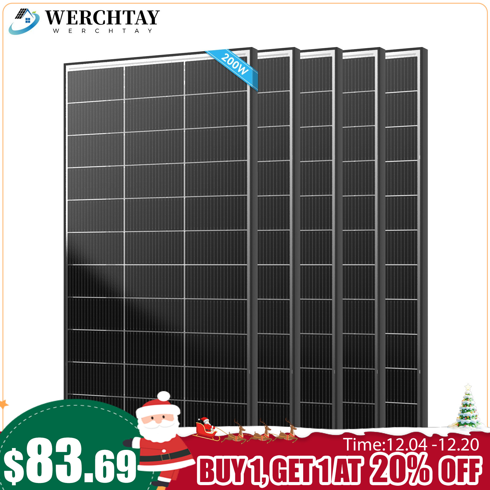 200W 400W 600W 1000Watt Solar Panel Bifacial 12V Mono Battery Home PV Power Boat