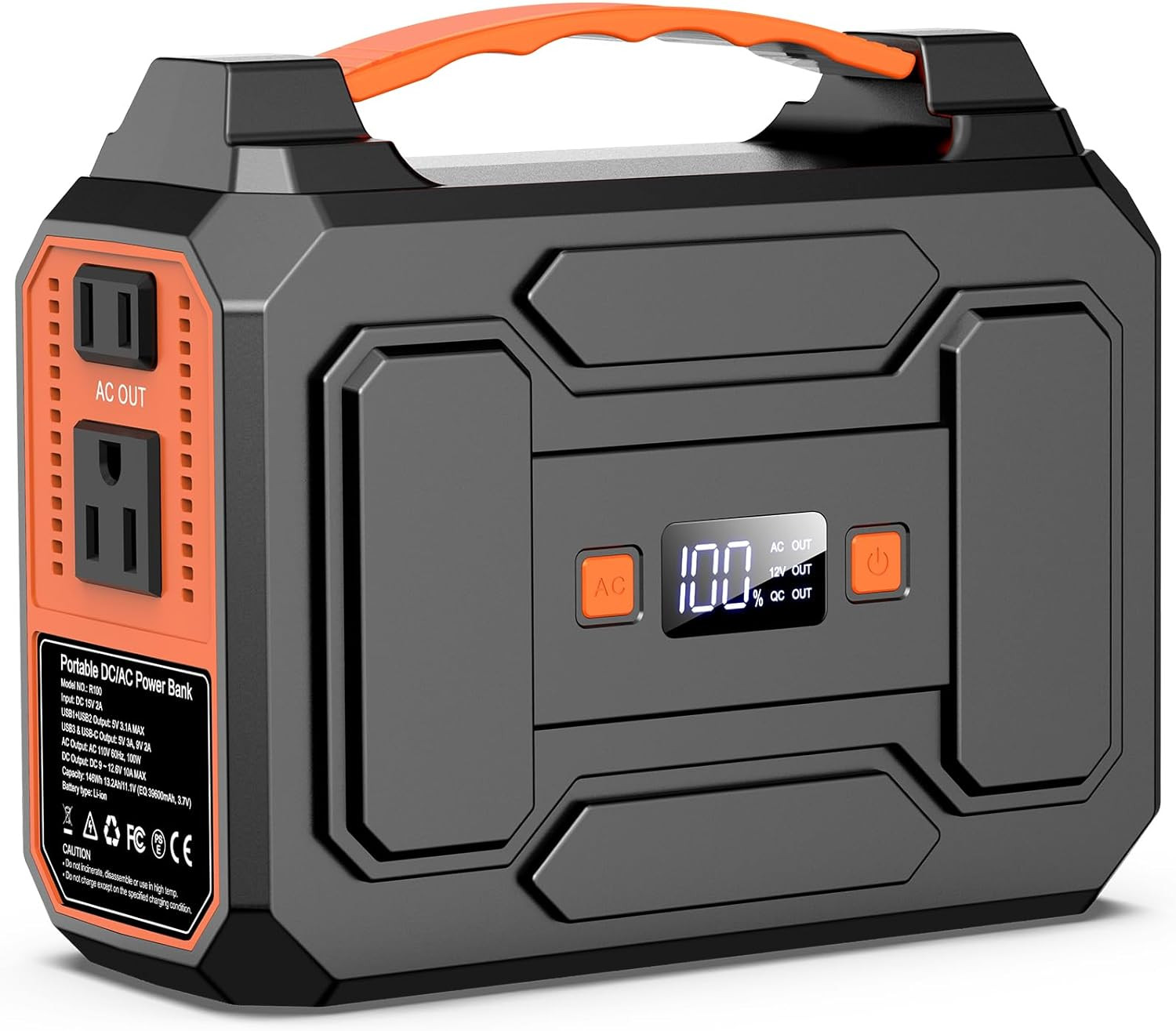 Portable Power Station Bank 146Wh 200W Peak(100W Rated), Solar Powered Power Ban