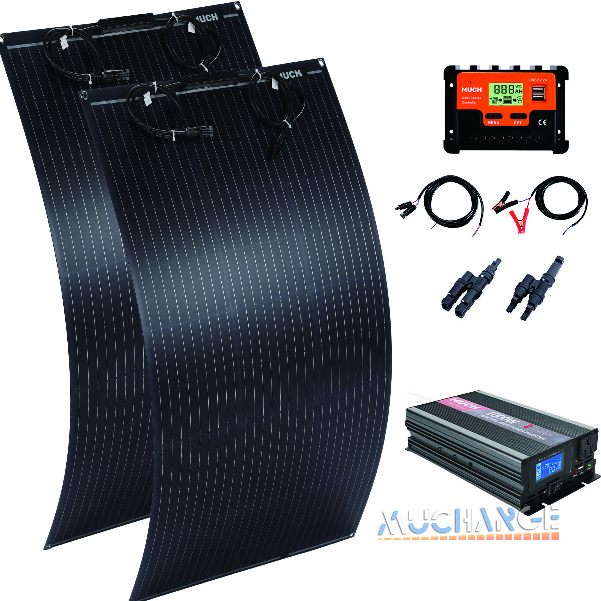 200W Mono Solar Panel Flexible High Efficiency Portable + LCD Car Inverter Kits