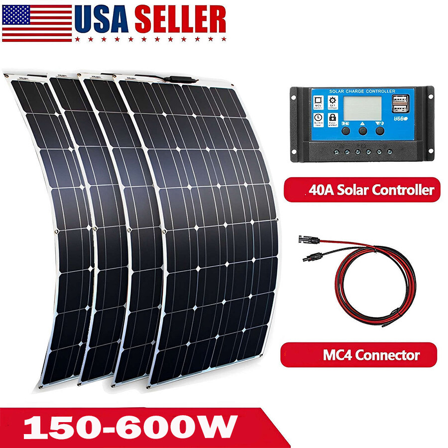 150-600W Portable Foldable Solar Panel Kit F/ Generator Power Station RV Camping