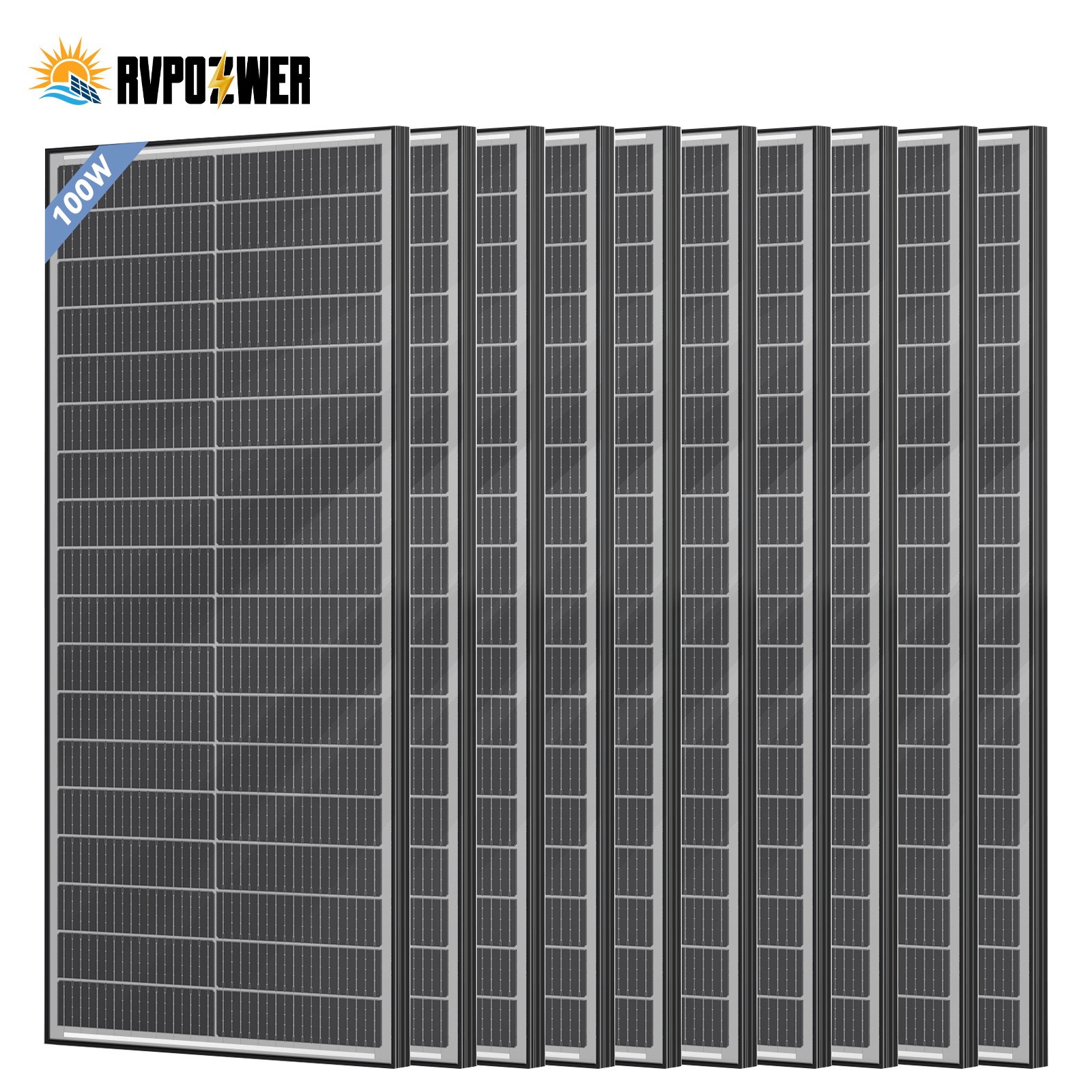 RVPOZWER 100W 200W 300W 400W 500W 1000W Bifacial Solar Panel 12V Mono Home Power