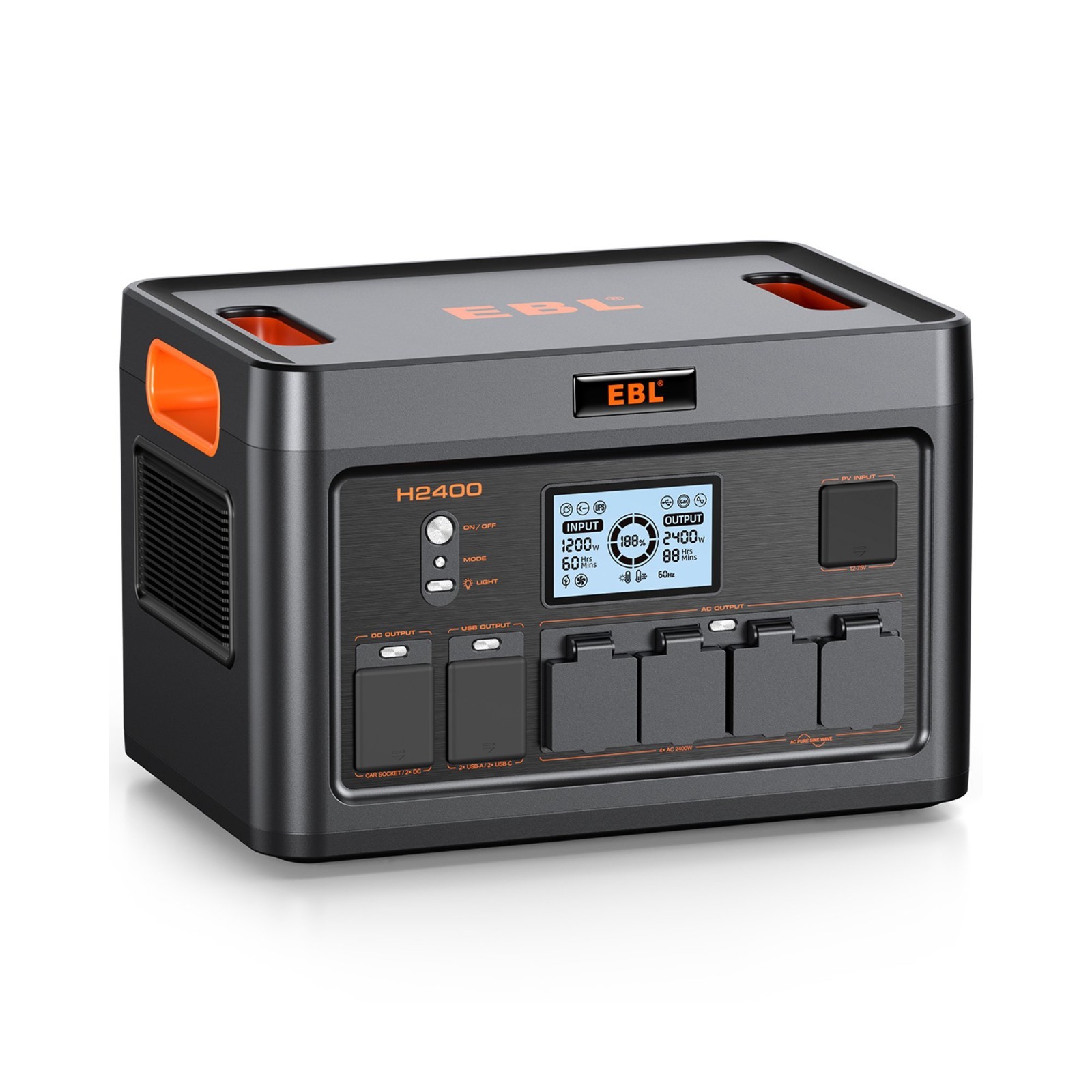 EBL Portable Power Station 2400W Solar Generator LiFePO4 Battery Backup Power