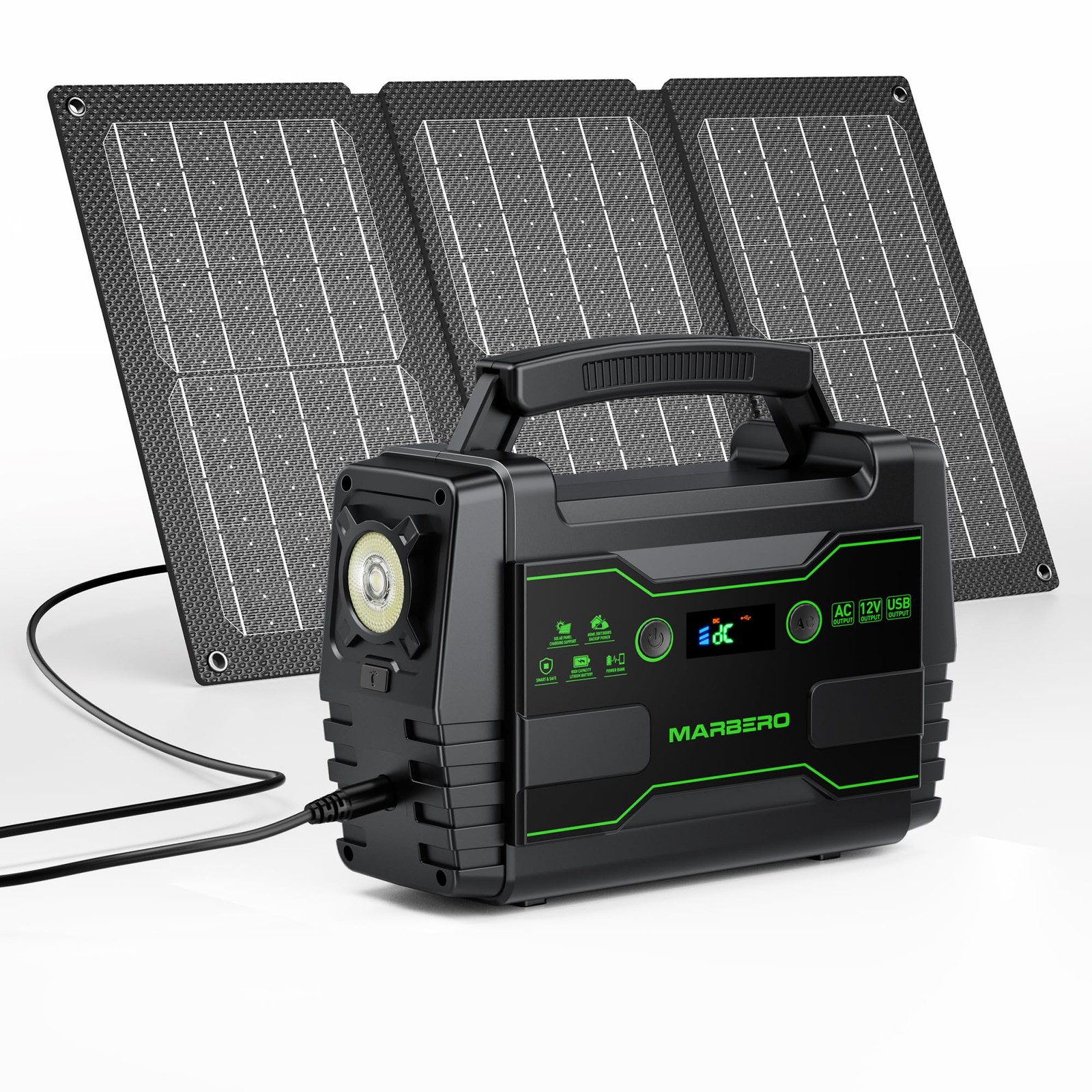 100W 150Wh Solar Generator Ultra Light 30W Panel 7 Ports Blackout Camping Backup