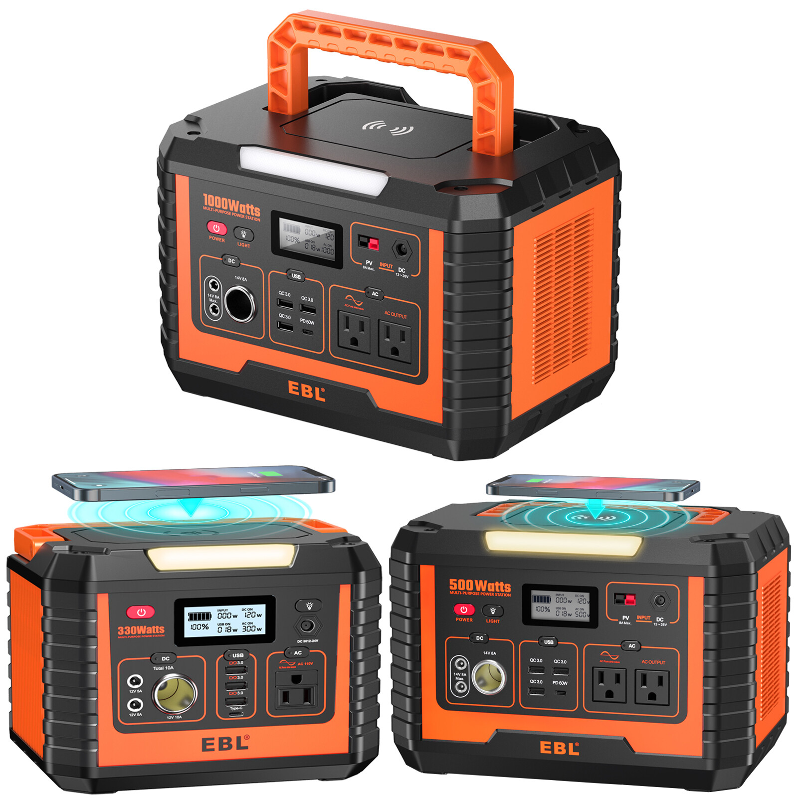 330/1000W Portable Power Station Solar Charger Generator Supply For Home Camping