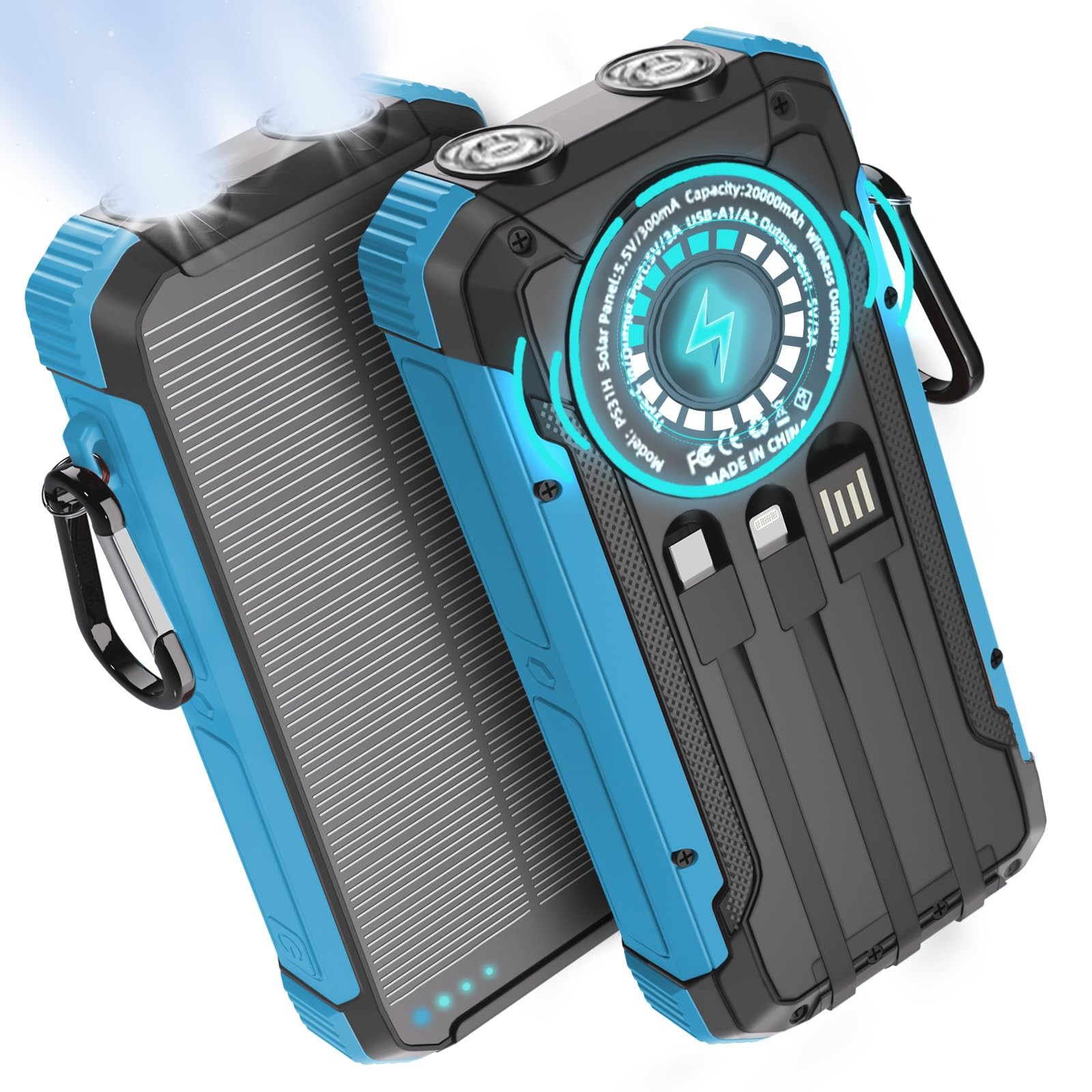 Solar Charger Power Bank 20,000mAh Portable Wireless Charger, Fast Charging E…