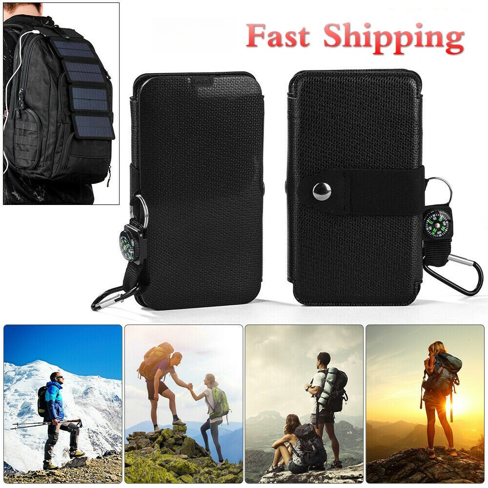 4/5P Folding Solar Panel Power Bank Charger Waterproof Outdoor Camping w/ USB