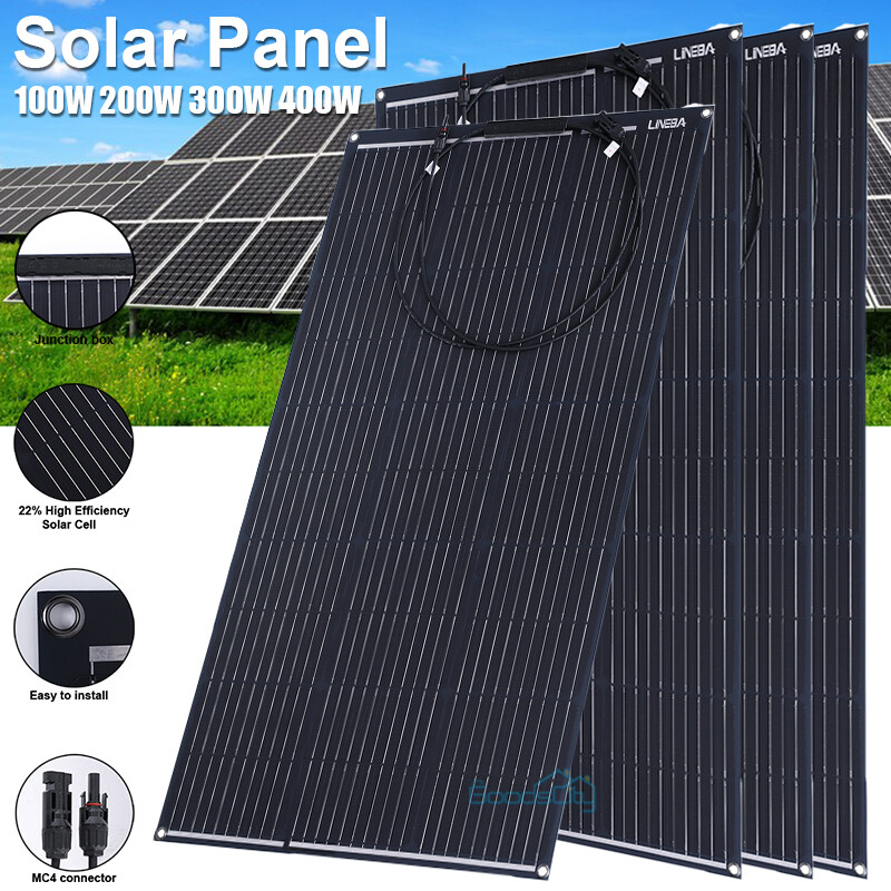 100W 200W 300W 400W Watt Solar Panel Mono 12V PV Home RV Camper Off Grid