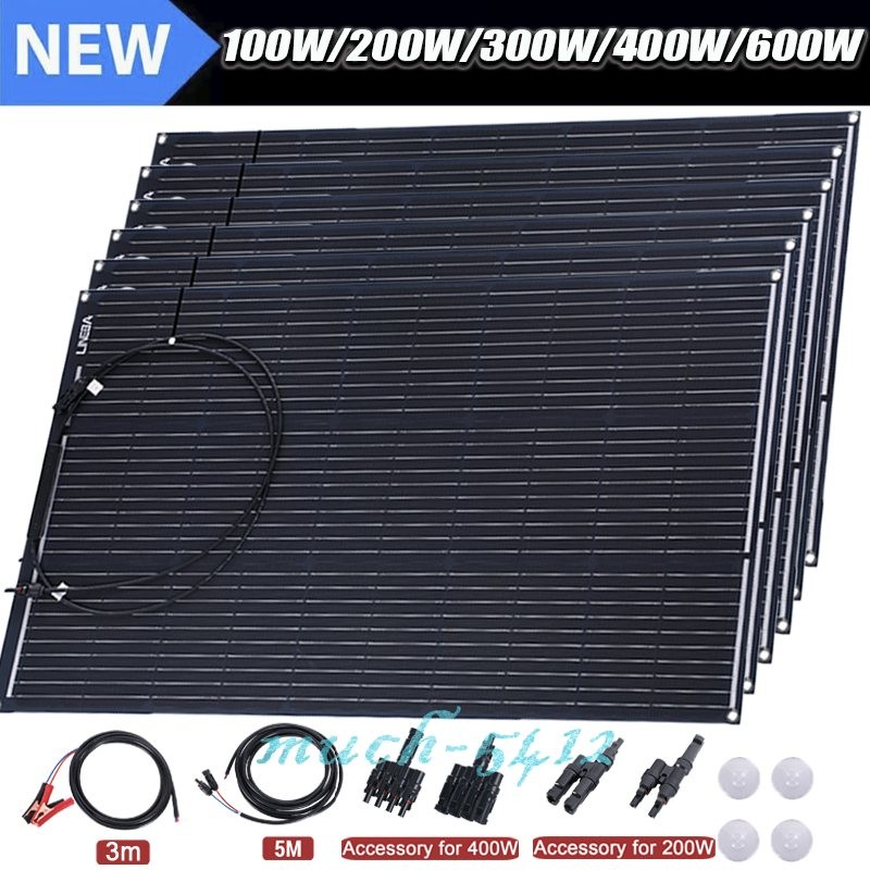 200W 600W Flexible Solar Panel Kit Solar Charger for RV Generator Power Station