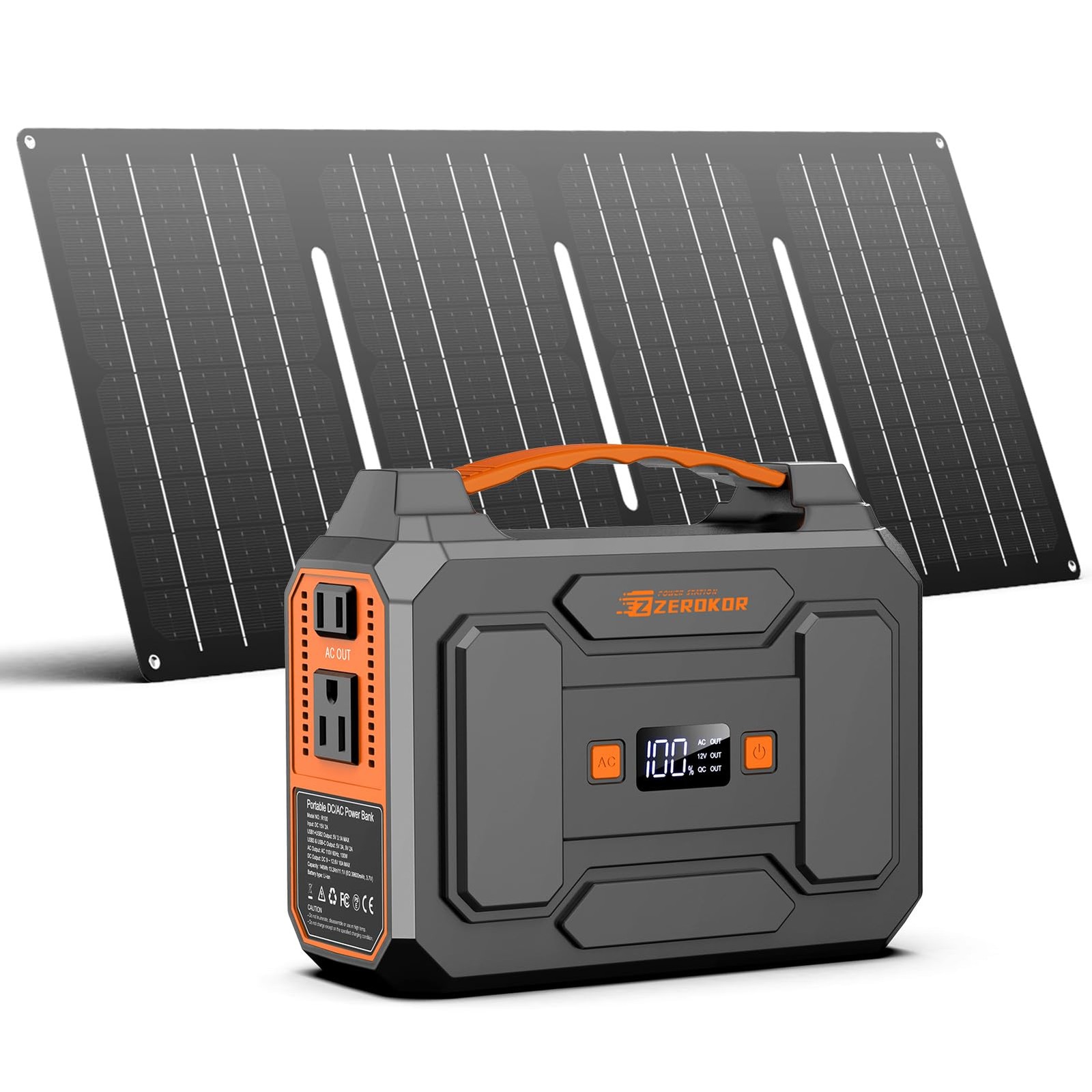 Portable Power Station with Foldable 40W Solar Panel, 100W Solar Powered Gene…
