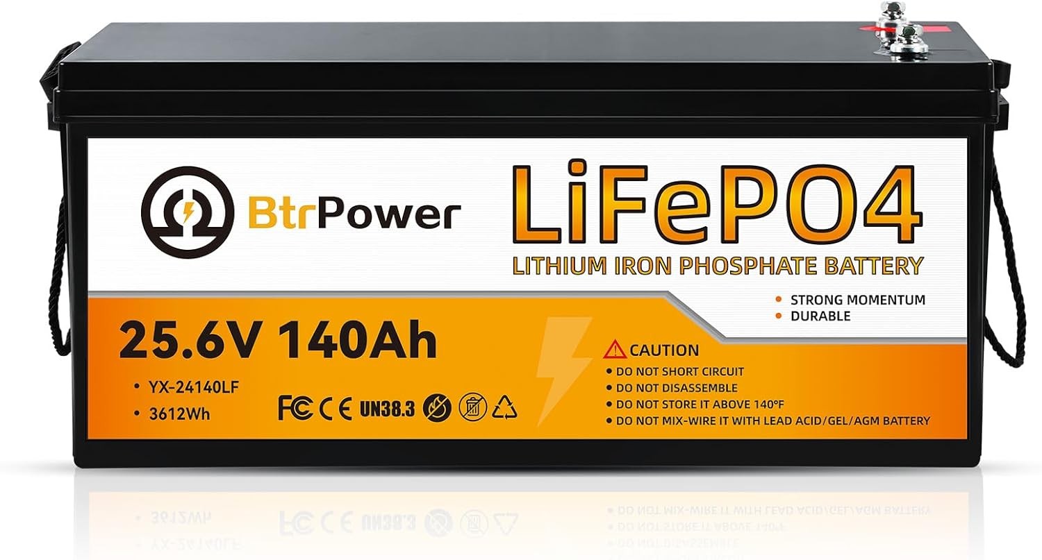 24V 140Ah LiFePO4 Lithium Battery Pack for RV Marine Solar System with 100A BMS