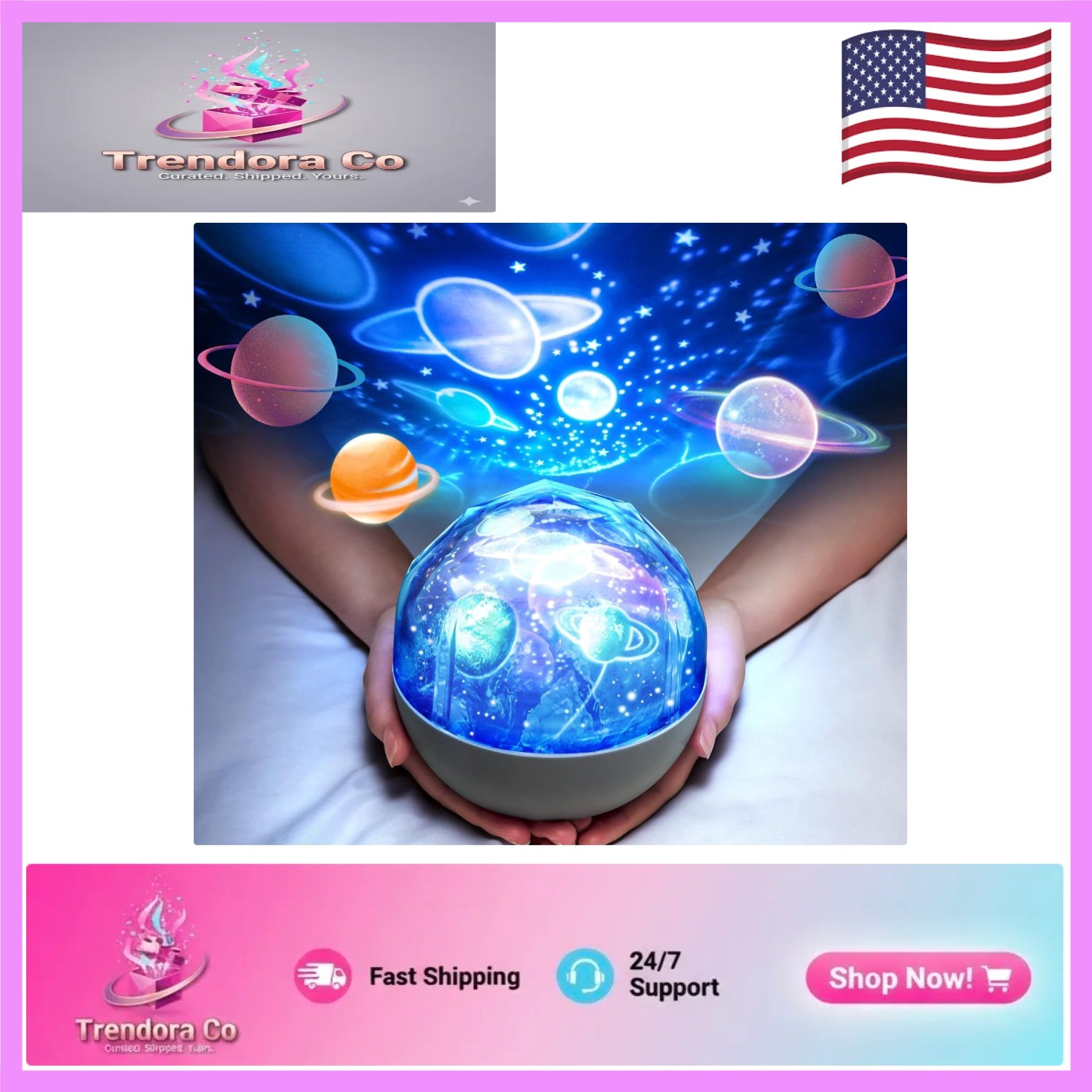 Enchanting 360° Solar System Projector Night Light with 5 Films & Color Change