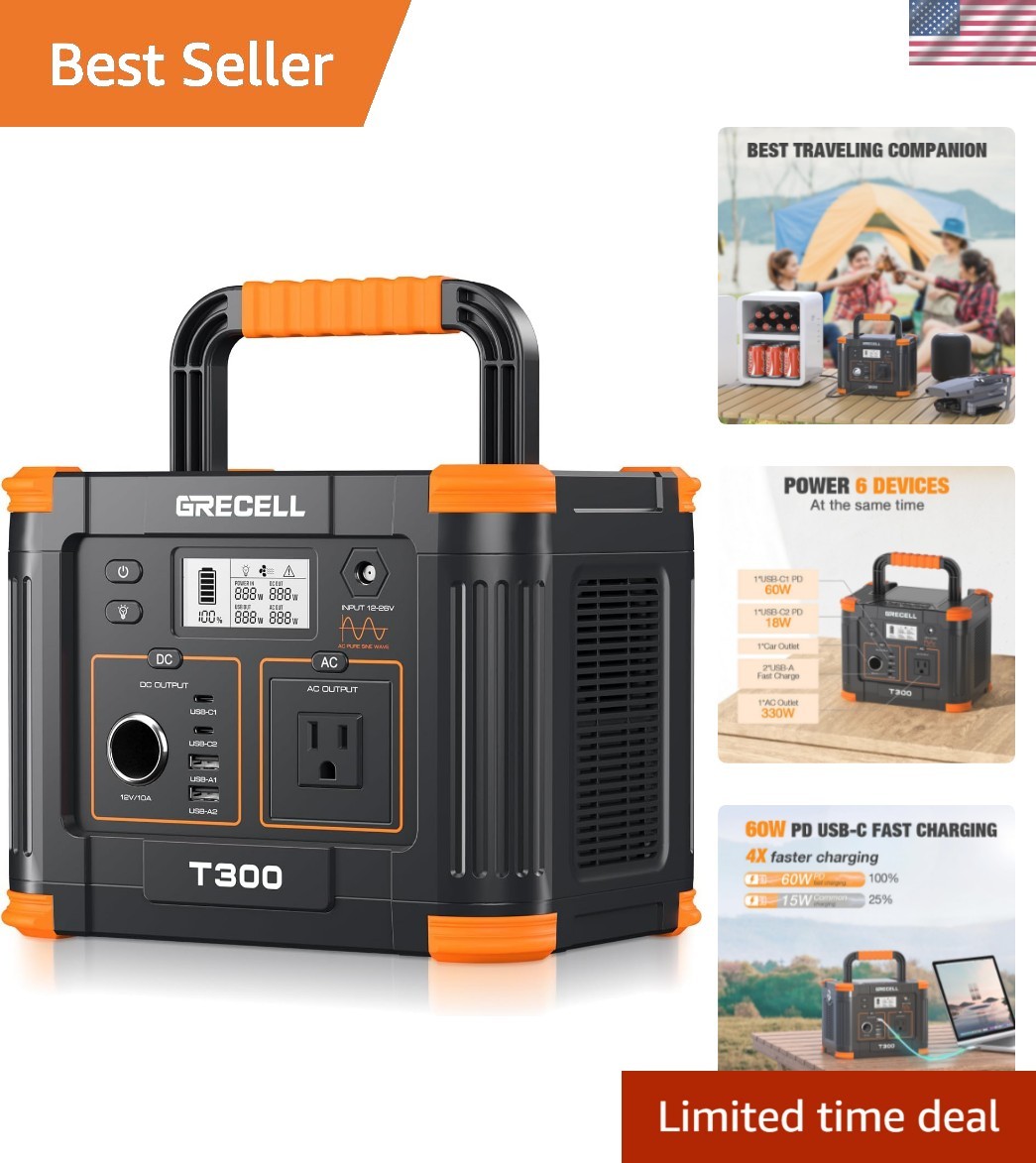 300W Portable Power Station – 230.88Wh Solar Generator with 60W USB-C Output