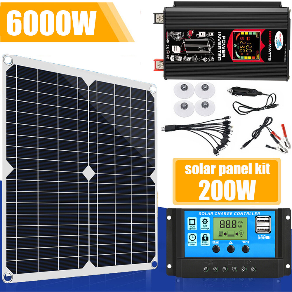 Complete Solar Panel Kit Solar 6000W Power Generator 100A Home 110V Grid System