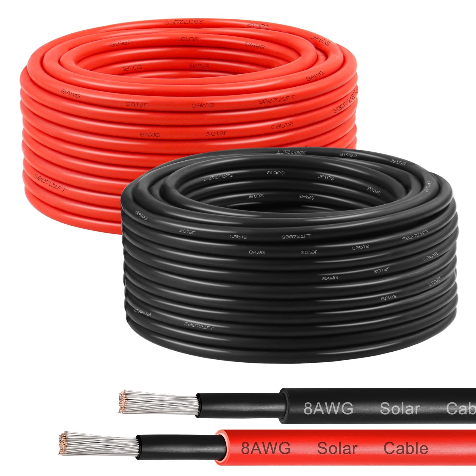 8AWG Solar Panel Wire 10MmÂ², 2 Pack 50FT Red & Black Solar Extension Cable, …