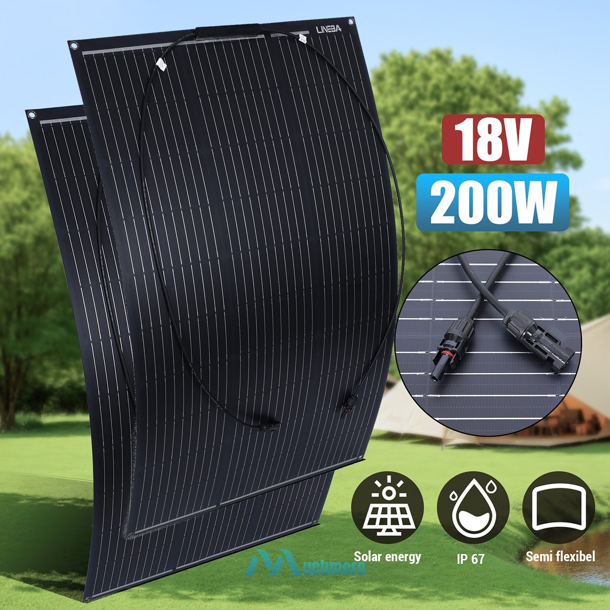 200W Watt Mono Solar Panel 18V Battery Charging Home RV Off-Grid Car Boat Power