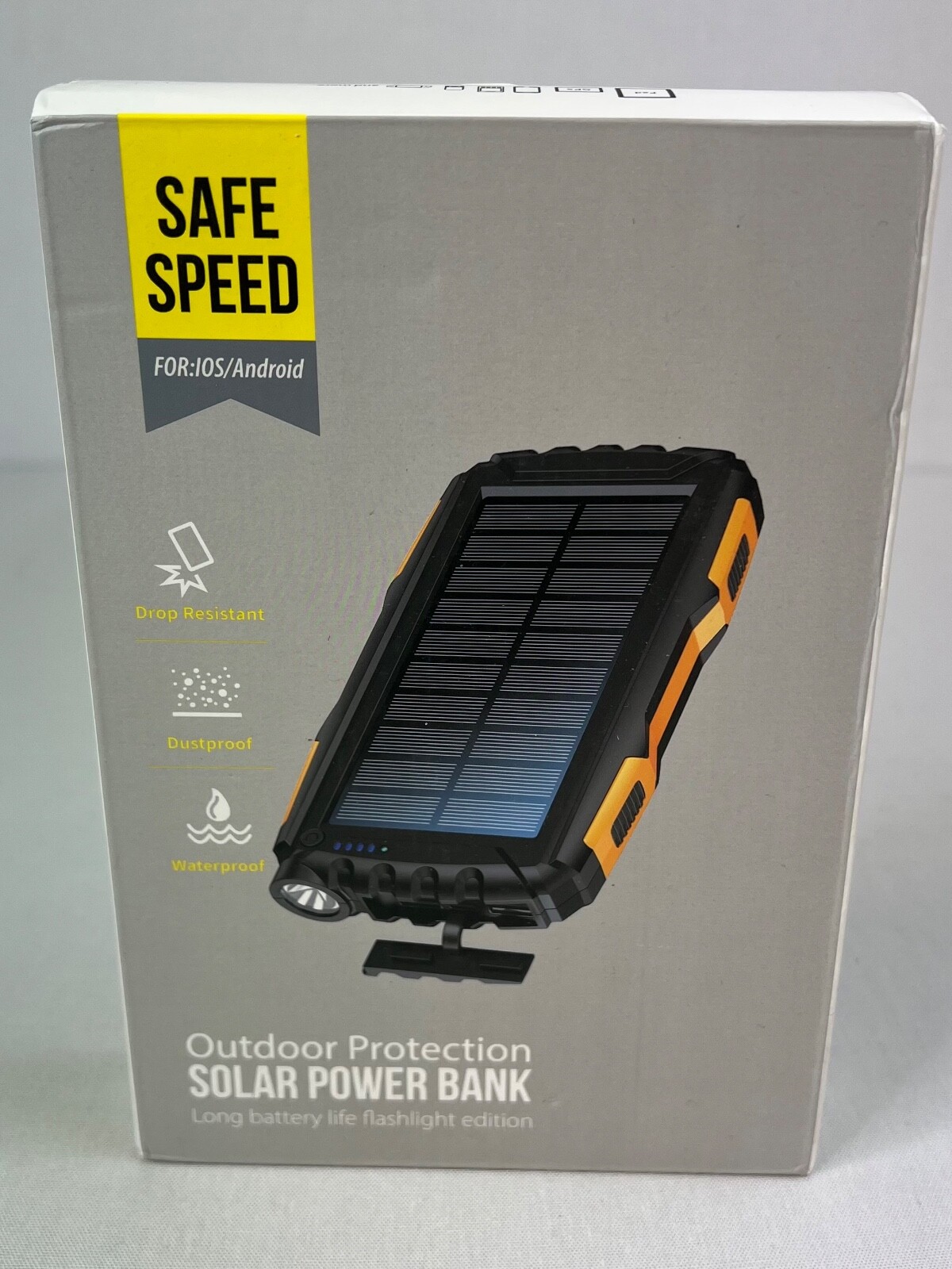 Solar Power Bank Portable Charge Flashlight USB Outdoor Rugged Waterproof