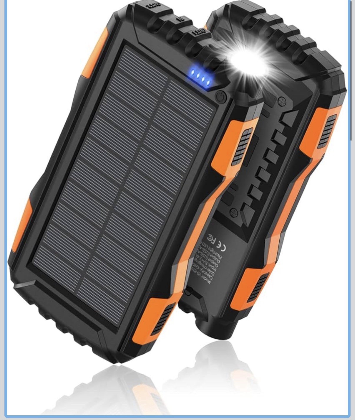 42800mAh Solar Power Bank – QC 3.0 Fast Charge, LED Light, Waterproof (New)