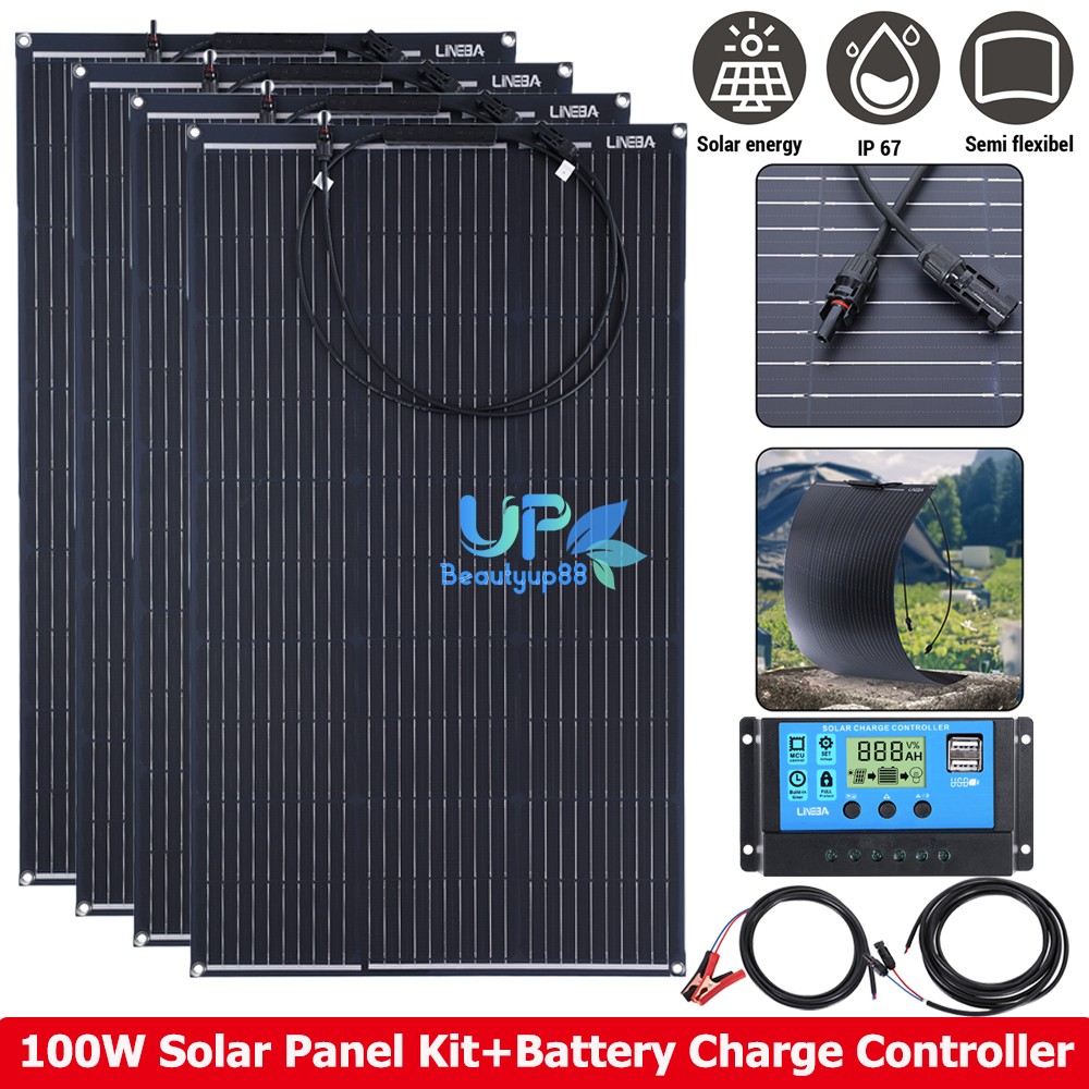 200W 400W Flexible Off Grid Solar Panel w/ Battery Charge Controller for Rooftop