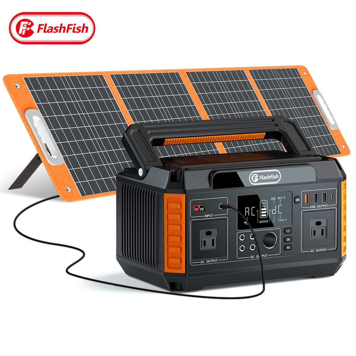 Flashfish 560W 140400mAh Li-ion Solar Generator With Panel 100W 18V For Camping