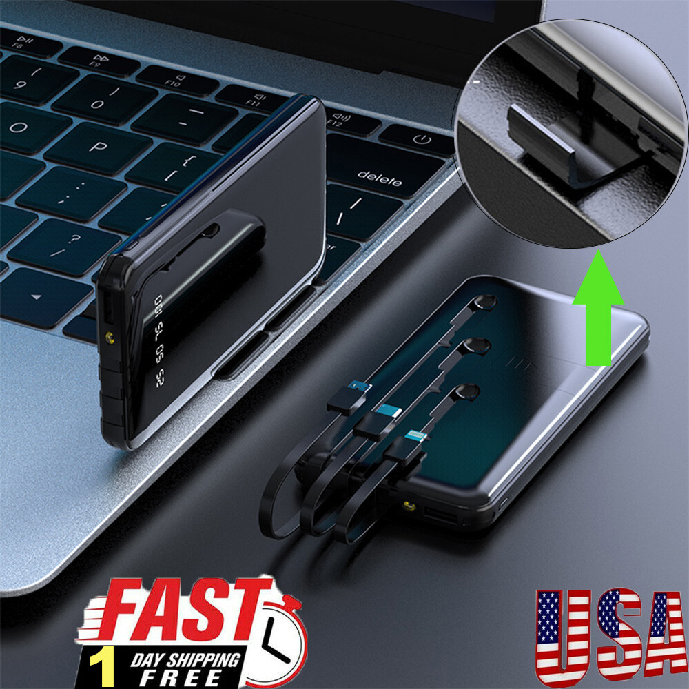 10000000mAh Power Bank 3 USB External Backup Battery Fast Charger for Phones US