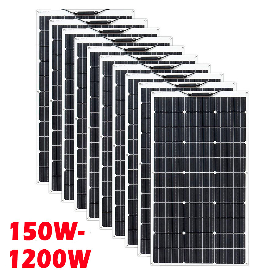 150W 600W 1200W Solar Panel Mono 12V Charging Camping Home PV Off-Grid RV Boat
