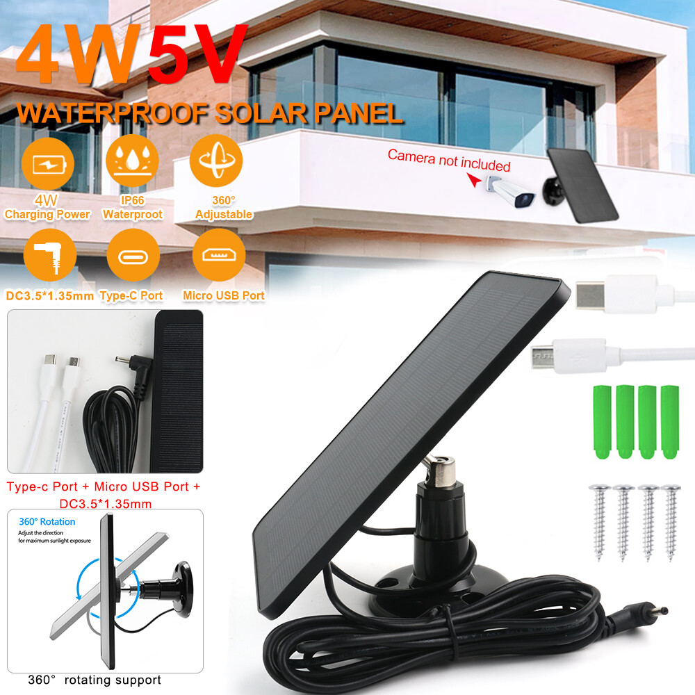 Solar Panel Charger Ring Spotlight Stick Up Camera Doorbell Solar Charger DC/USB
