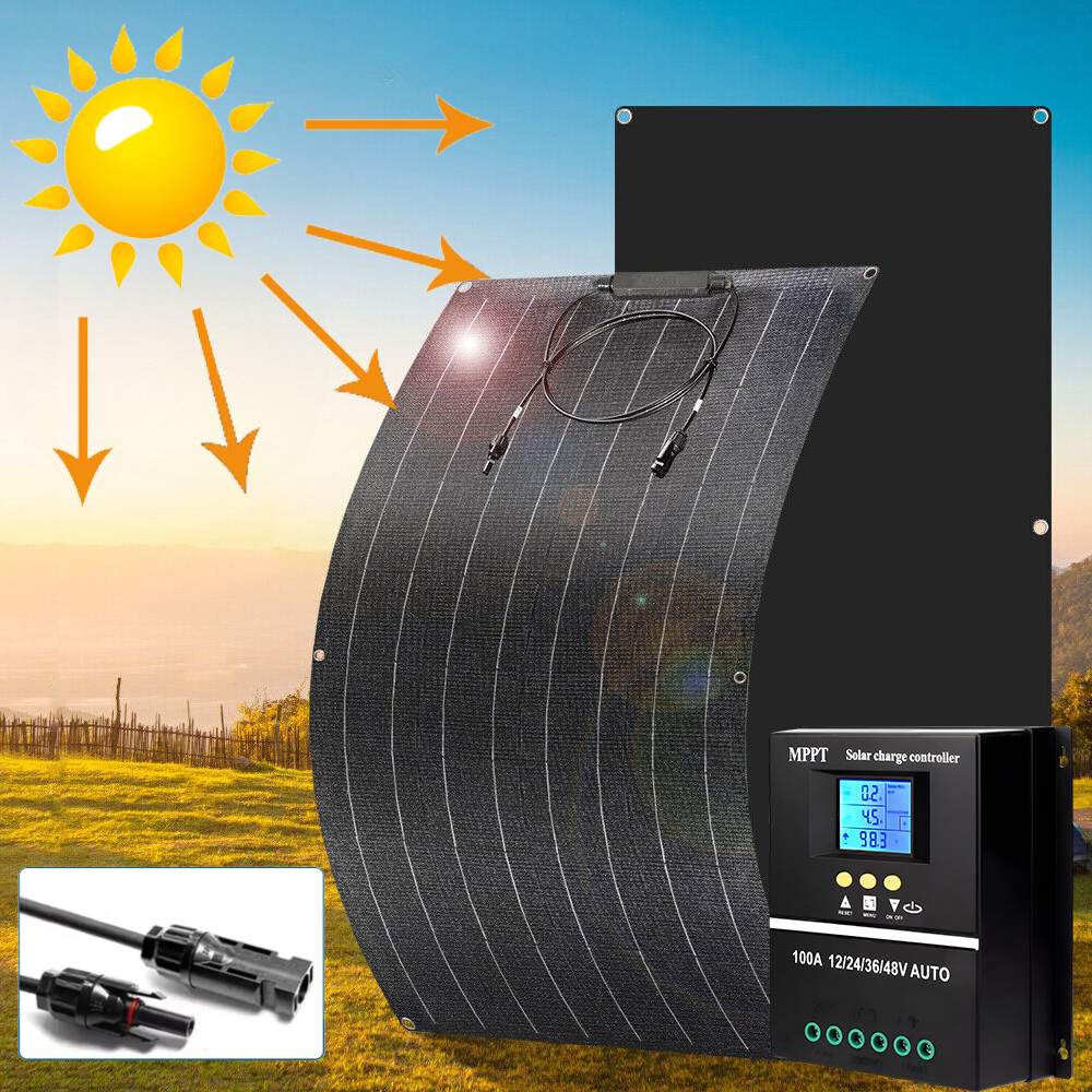 300W Flexible Solar Panel Mono 12V Portable for Camping Home Marine w/Controller