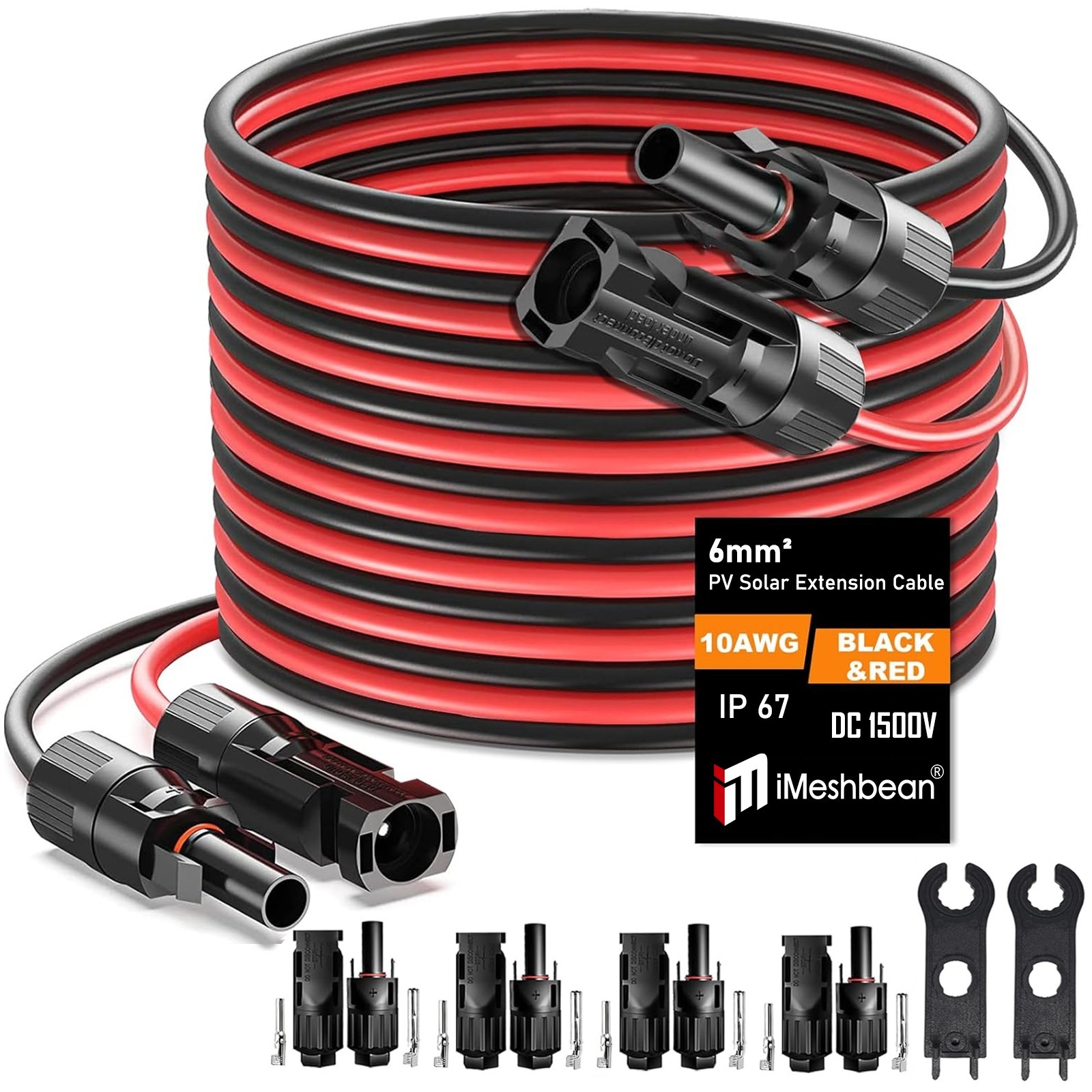 10AWG Solar Panel Extension Cable 30/40/50/100 FT Cable Flexible Wire Connectors