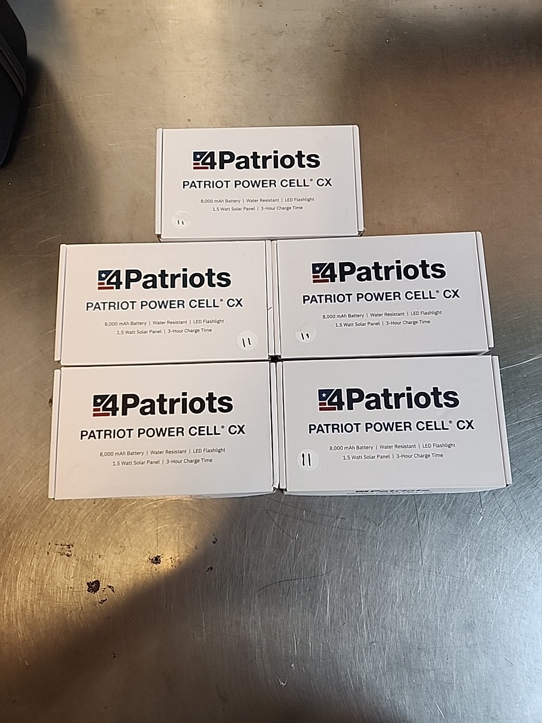 4 NEW (+1 Used) Patriot Power Cell CX USB Solar Charger 4Patriots Brand 8000mah