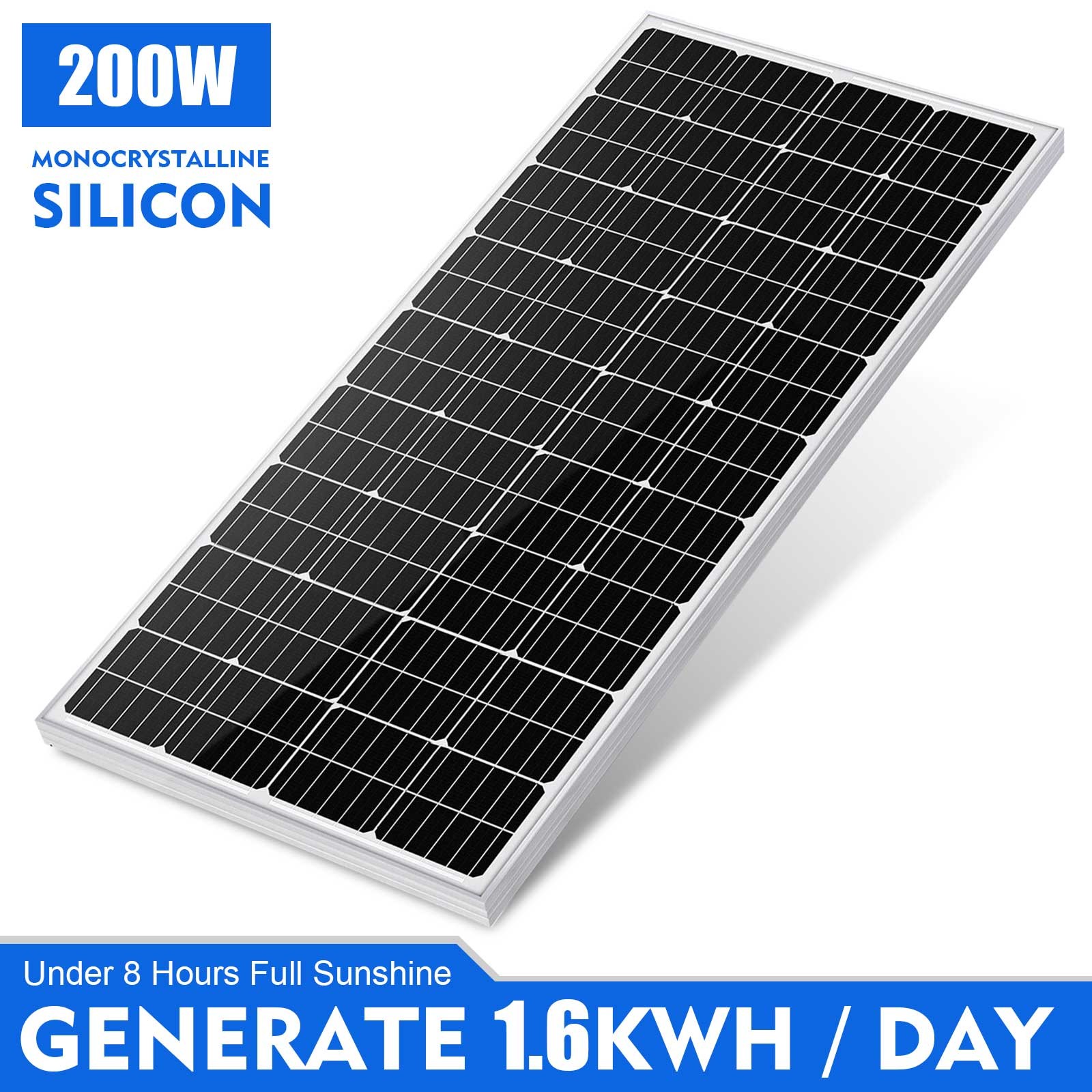 PFCTART 200W 12V Monocrystalline Solar Panel High Efficiency PV Power Home RV