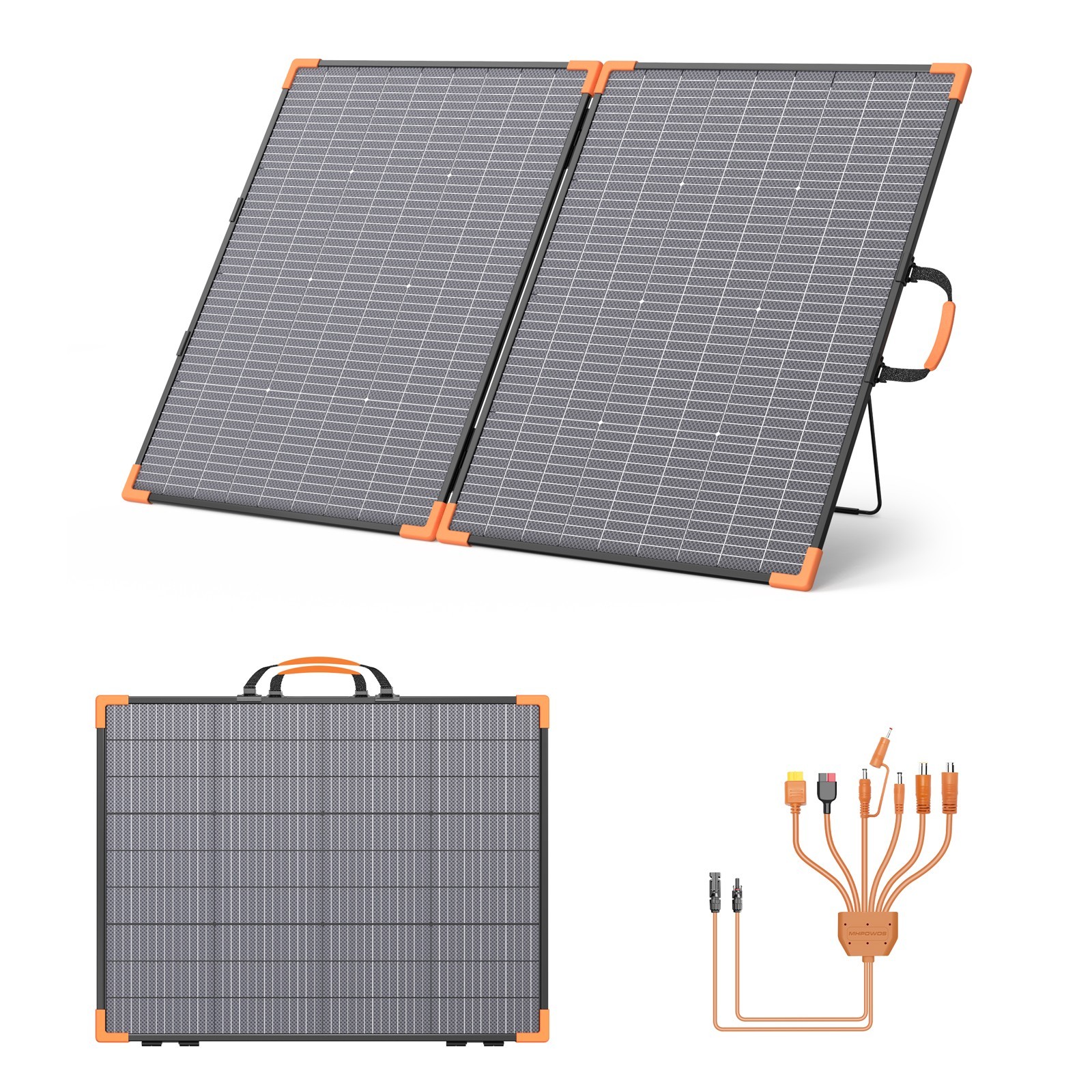 MHPOWOS 200W Bifacial Solar Panel Portable Foldable with Adjustable Kickstand